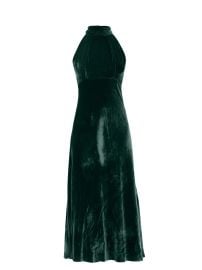 Saloni Michelle Halter Neck Velvet Midi Dress at Net a Porter