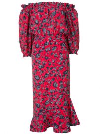 Saloni Off Shoulder Printed Dress at Farfetch