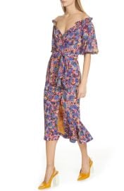 Saloni Olivia Silk Midi Dress at Nordstrom