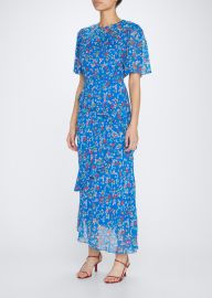 Saloni Vida-B Floral Silk Flounce Dress - at Bergdorf Goodman