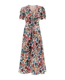 Saloni x27leax27 Long Dress In Printed Silk italist at italist