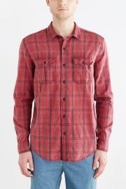 Salt Valley Acid Washed Plaid Button-Down Workshirt Red at Urban Outfitters