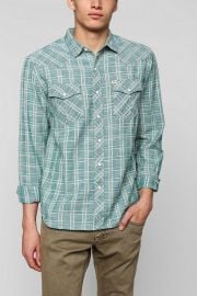 Salt Valley Delco Chambray Plaid Western Shirt at Urban Outiftters