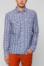 Salt Valley Delco Chambray Plaid Western Shirt in Blue at Urban Outfitters