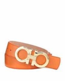 Salvatore Ferragamo Double Gancini Buckle Belt in Orange at Neiman Marcus