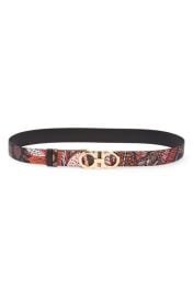 Salvatore Ferragamo Double Gancio Batik Print Reversible Leather Belt at Nordstrom