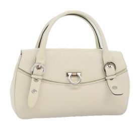Salvatore Ferragamo Salvatore Ferragamo Gancini Hand Bag Leather White Silver Auth 91846 Grailed at Grailed