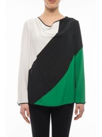 Salvatore Ferragamo Silk Colorblock Blouse at Italist