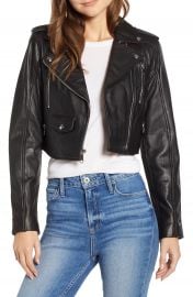 Sam Edelman Crop Leather Moto Jacket   Nordstrom at Nordstrom