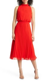 Sam Edelman Smocked Pleat Sleeveless Midi Dress at Nordstrom