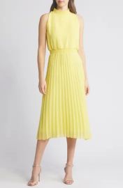 Sam Edelman Smocked Pleat Sleeveless Midi Dress at Nordstrom