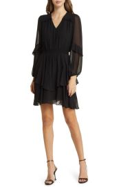 Sam Edelman Tiered Long Sleeve Georgette Minidress at Nordstrom