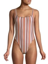 Same Swim The Goddess Gold Studded Multi-Stripe One-Piece Swimsuit on SALE at Saks Off 5th