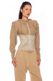 Sami Miro Vintage - OPEN SEAM ZIP HOODIE IN TAUPE SAMI MIRO VINTAGE at Sami Miro Vintage