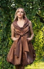 Samuel Dong Ruffle Collar Flattering Fit n Flare Dress Bubble Skirt Party XS EUC eBay at eBay