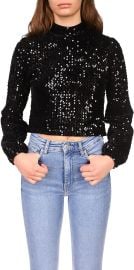 Sanctuary All Nighter Mock Neck Sequin amp Velvet Blouse Black XL US 14 at Amazon Womens Clothing store at Amazon