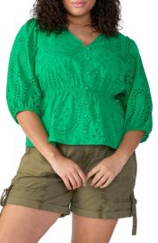 Sanctuary Button Front Cotton Eyelet Top at Nordstrom