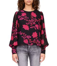 Sanctuary Georgette Woven Floral Print Crew Neck Long Blouson Sleeve Popover Blouse Dillardx27s at Dillards