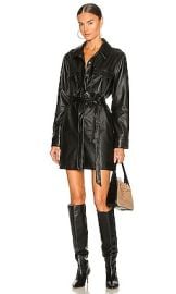 Sanctuary Leather Like Shirt Dress in Black at Revolve