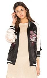 Sanctuary Relaxed Sakura Blossom Bomber in Black  amp  Champagne from Revolve com at Revolve