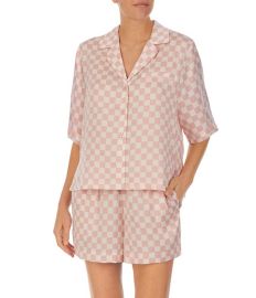 Sanctuary Short Sleeve Notch Collar Satin Checkered Print Shorty Pajama Set Dillardx27s at Dillards