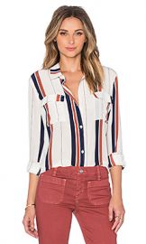 Sanctuary Silk Tailored Boyfriend Shirt in Marquis Stripe from Revolve com at Revolve