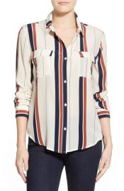 Sanctuary Stripe Silk Boyfriend Shirt at Nordstrom