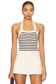 Sanctuary Sunkissed Rib Halter Top In Black Macrame Stripe 2 at Revolve