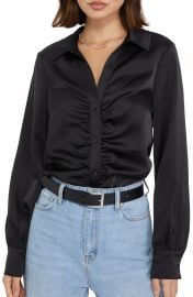 Sanctuary Time to Shine Ruched Satin Button-Up Shirt at Nordstrom