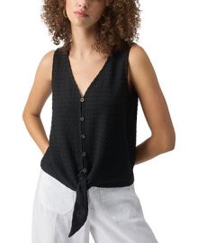 Sanctuary Womens Link Up Textured Button-Front Tie-Hem Top - Macys at Macys