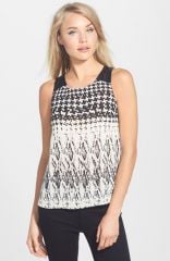 Sanctuary and39Flashbackand39 Faux Leather Yoke Print Shell at Nordstrom