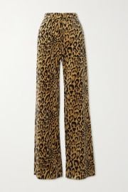 Sand Leopard-print velvet wide-leg pants DRIES VAN NOTEN NET-A-PORTER at Net a Porter