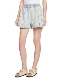 Sandro Beaded Rhinestone Denim Shorts Bloomingdales at Bloomingdales