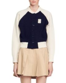 Sandro Bolzano Varsity Color Block Boucleacute Cardigan Bloomingdales at Bloomingdales