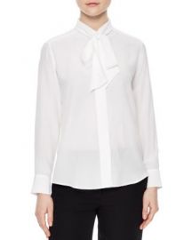 Sandro Caline Tie-Neck Silk Shirt at Bloomingdales