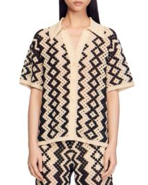 Sandro Carla Crochet Short Sleeve Shirt Bloomingdales at Bloomingdales