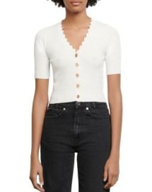 Sandro Cecil Scalloped Short-Sleeve Cardigan Bloomingdales at Bloomingdales