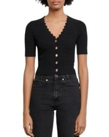 Sandro Cecil Scalloped Short-Sleeve Cardigan Bloomingdales at Bloomingdales