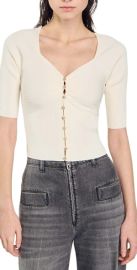 Sandro Cecilia Short Sleeve Ribbed Knit Cardigan Bloomingdales at Bloomingdales