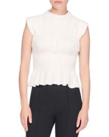 Sandro Corinne Smocked Peplum Top Bloomingdales at Bloomingdales