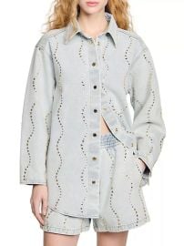 Sandro Denim Shirt with Rhinestones at Saks Fifth Avenue