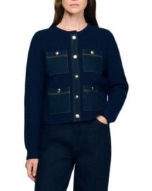 Sandro Denim Trim Cardigan Bloomingdale39s at Bloomingdales