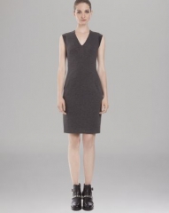 Sandro Dress - V Neck Leather Trim at Bloomingdales