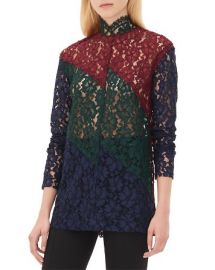 Sandro Elda Color Block Lace Top at Bloomingdales