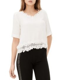 Sandro Eloire Lace Trimmed Top at Bloomingdales