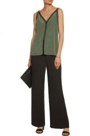 Sandro Empire open knit cotton trimmed silk top at The Outnet