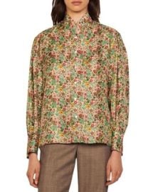 Sandro Faraday Floral Print Silk Shirt   Bloomingdales at Bloomingdales