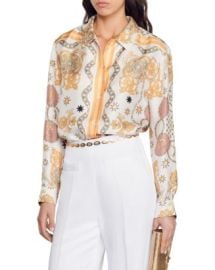 Sandro Gina Silk Scarf Print Blouse Bloomingdales at Bloomingdales