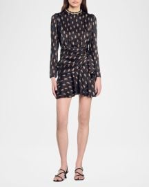 Sandro Griselda Embellished Paisley Mini Dress at Neiman Marcus