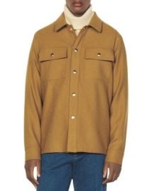 Sandro H21 Wool Blend Solid Regular Fit Button Down Shirt Jacket Bloomingdales at Bloomingdales